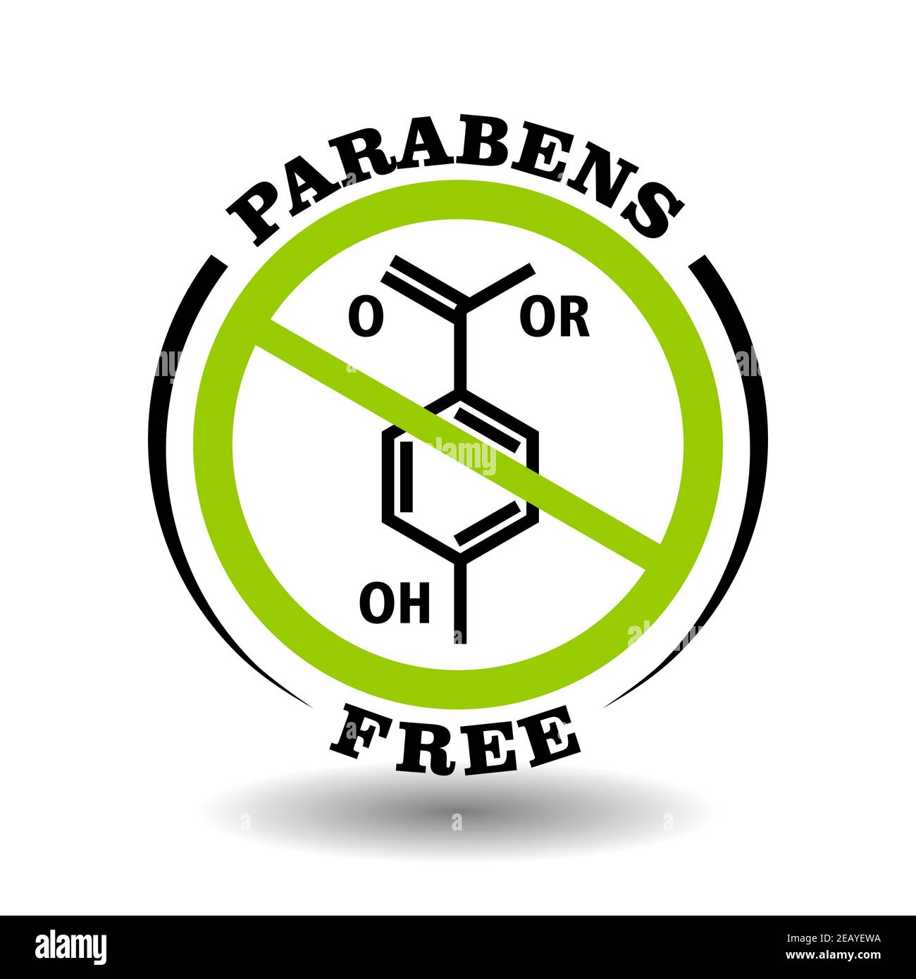 Prohibited vector stamp Parabens free for natural packaging. Round sign No paraben additives in healthy organic products Stock Vector