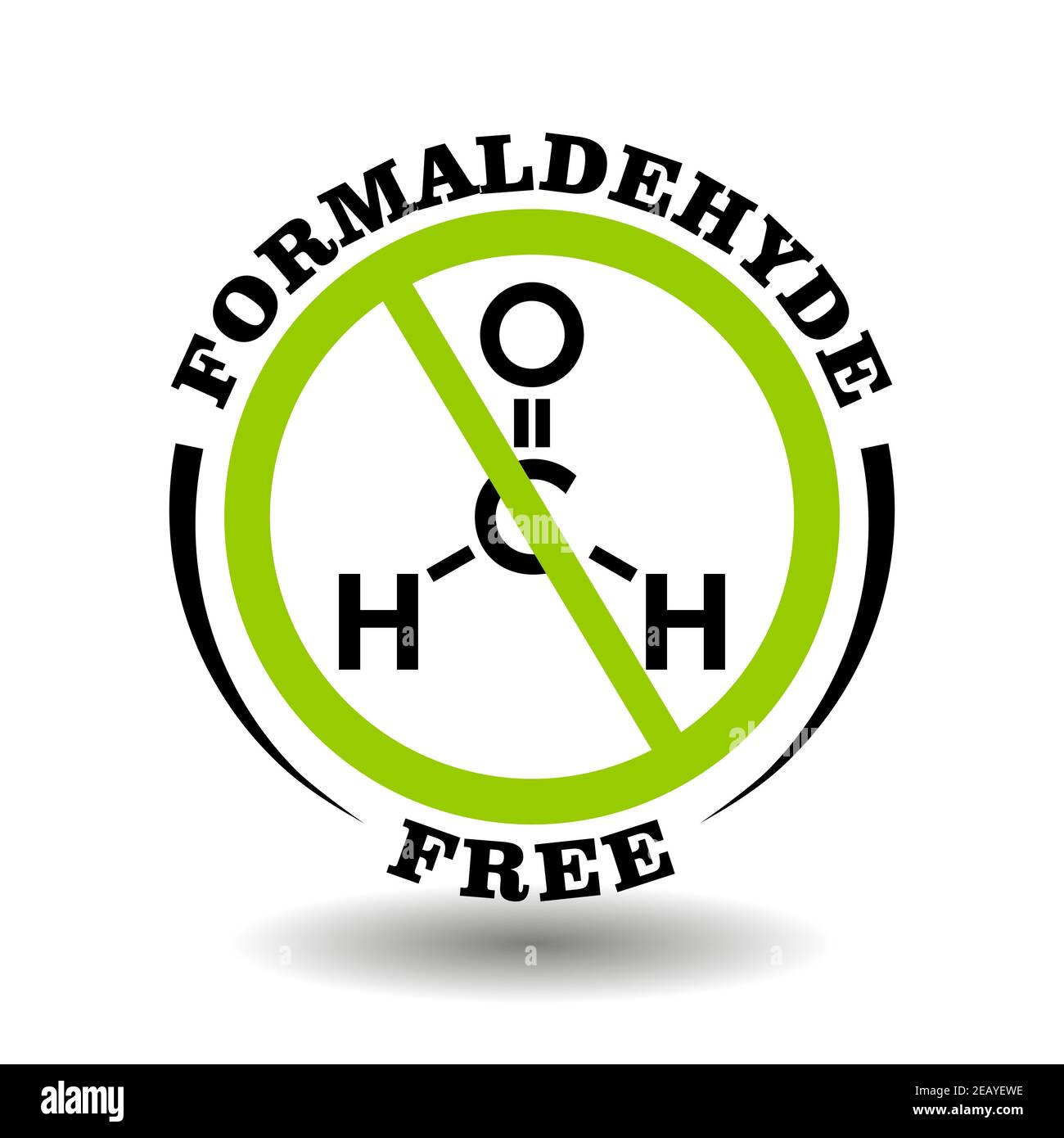 Prohibited vector stamp Formaldehyde  free for bio packaging label. Round sign No formaldegid in healthy products logo, bio chemicals icon, organic co Stock Vector
