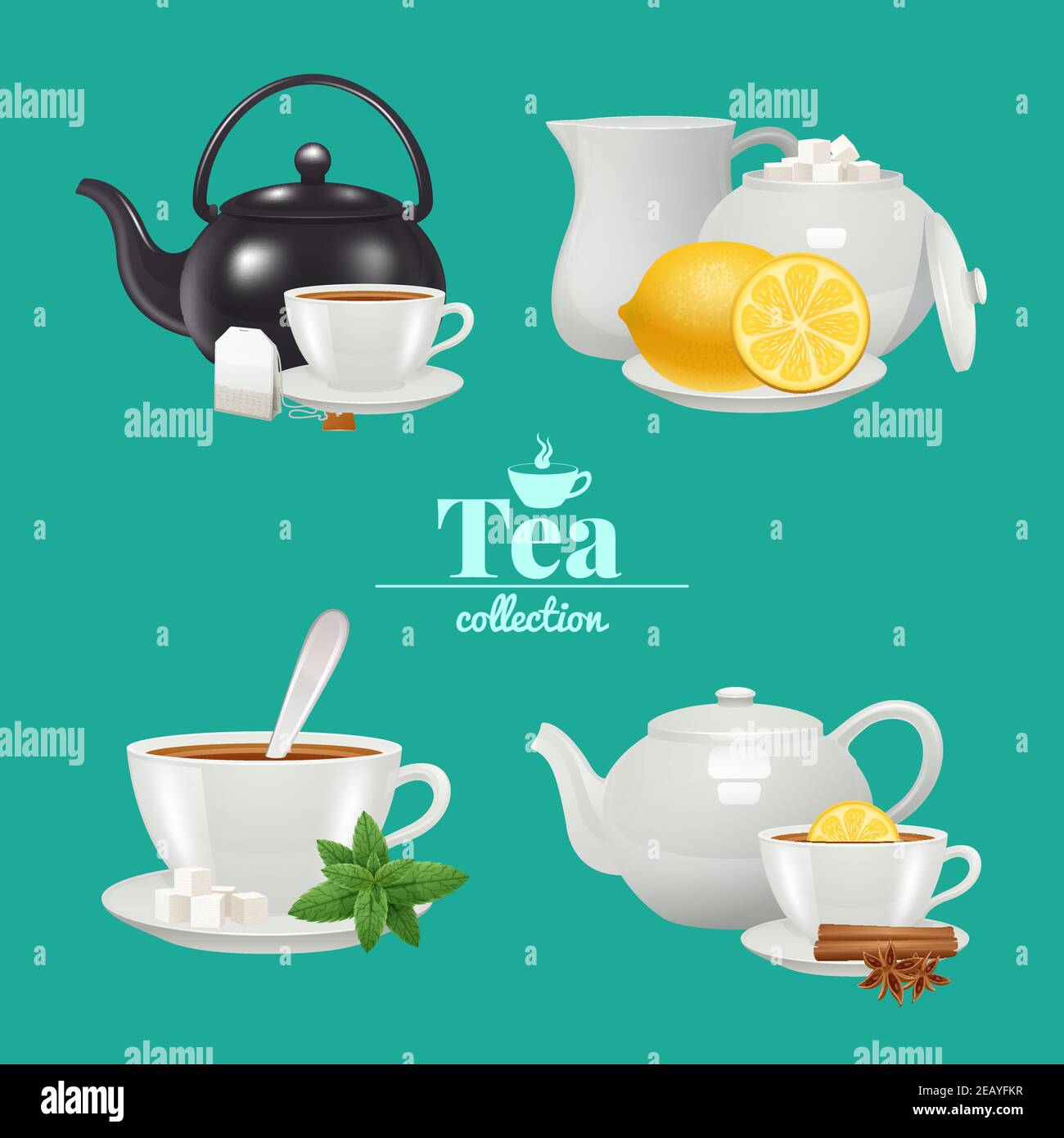 Old fashioned tea service Stock Vector Images Alamy