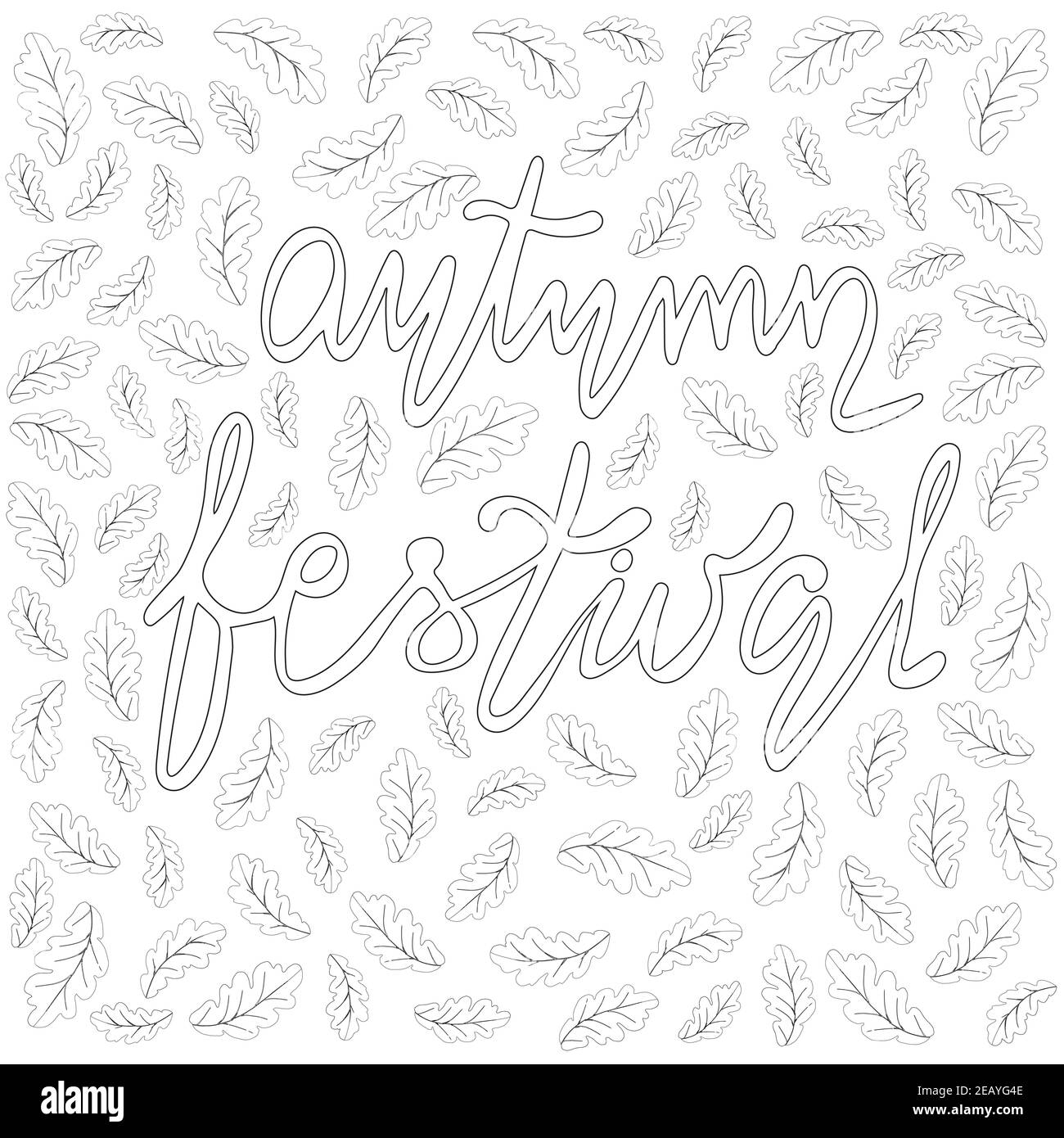 Botanical coloring book page with oak leaf element Stock Vector