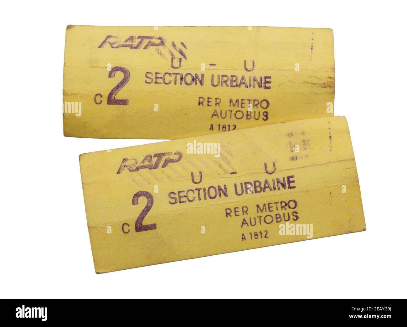 Metrobillets der Pariser U-Bahn und der Busse Stock Photo