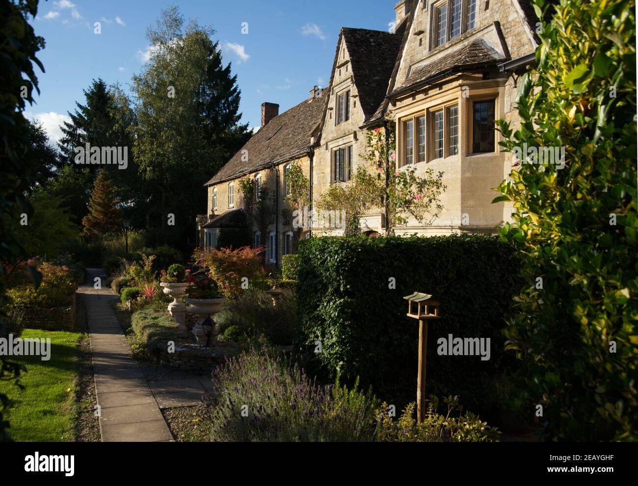 House and Garden, Bourton-on-the Water, Cotswolds, UK Stock Photo