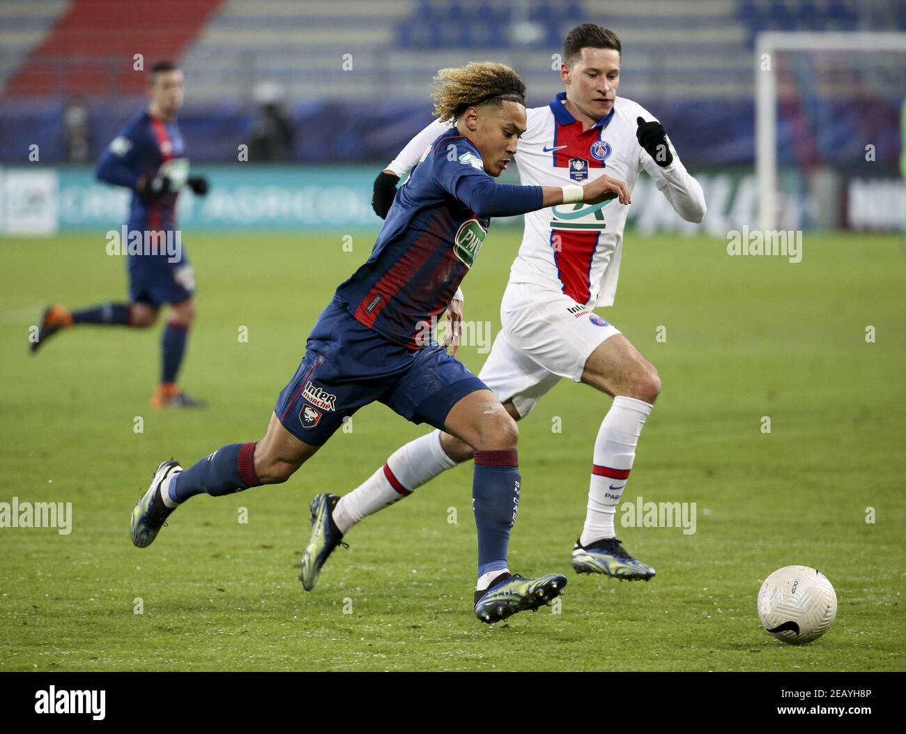 Alexis Beka Beka of Caen, Julian Draxler of PSG during the French Cup,  round of 64 football match between Stade Malherbe de Caen / LM Stock Photo  - Alamy