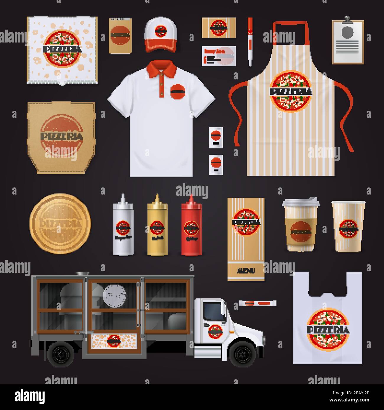 Fast food restaurants chain corporate identity templates set with ...