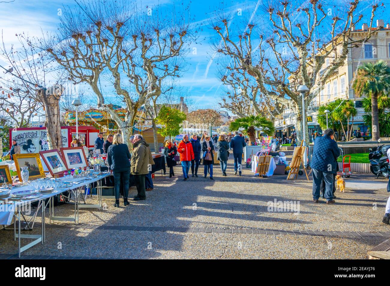 CANNES, FRANCE, DECEMBER 30, 2017 People are strolling through a