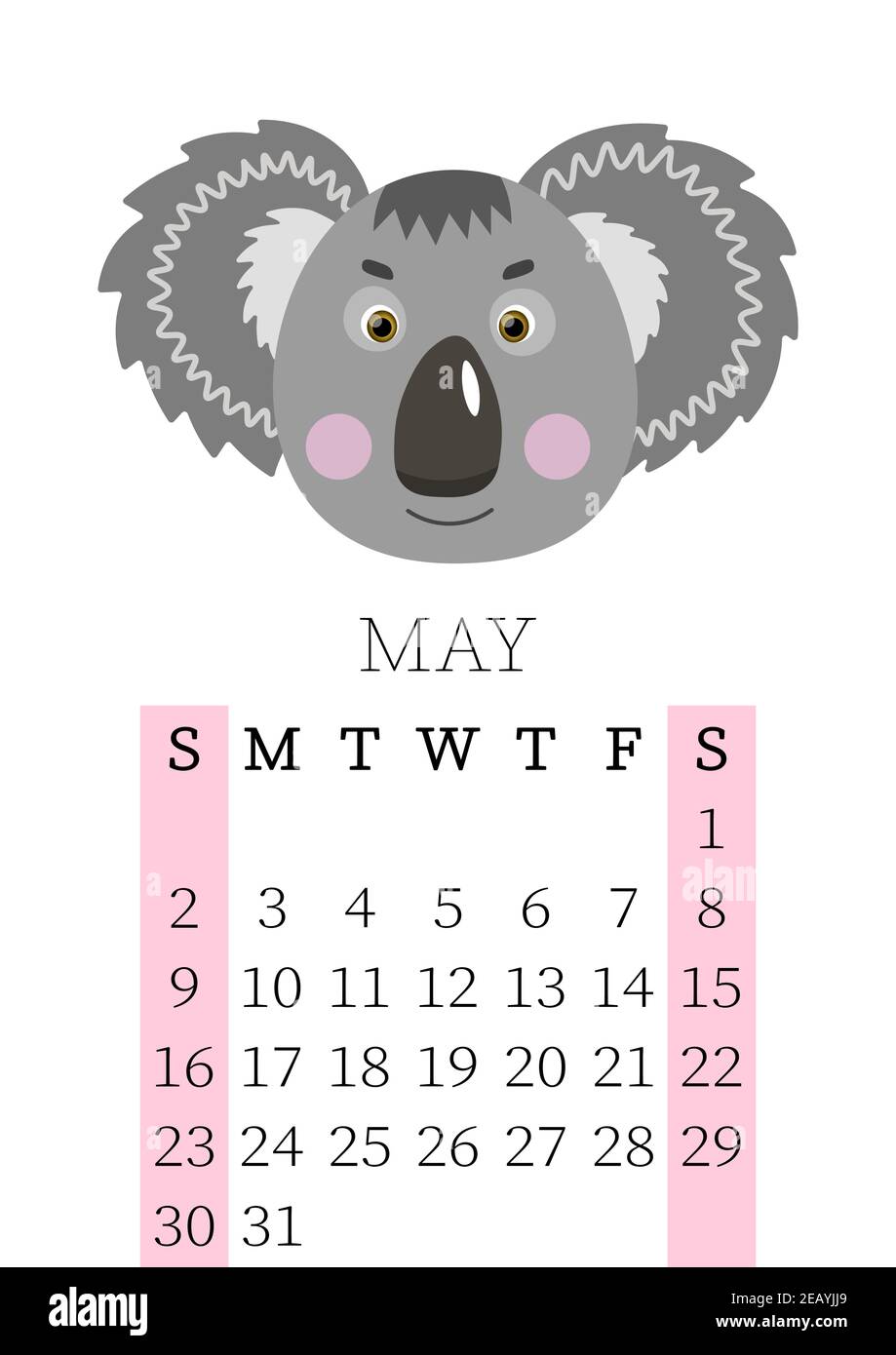 calendar 2021 monthly calendar for may 2021 from sunday to saturday yearly planner templates with cute hand drawn face animals vector illustration stock vector image art alamy