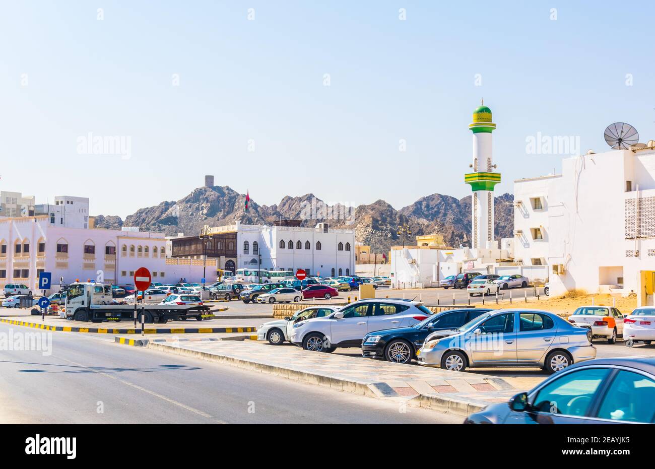 RUWI, OMAN, OCTOBER 30, 2016: Traffic on a street in Ruwi, Oman Stock Photo