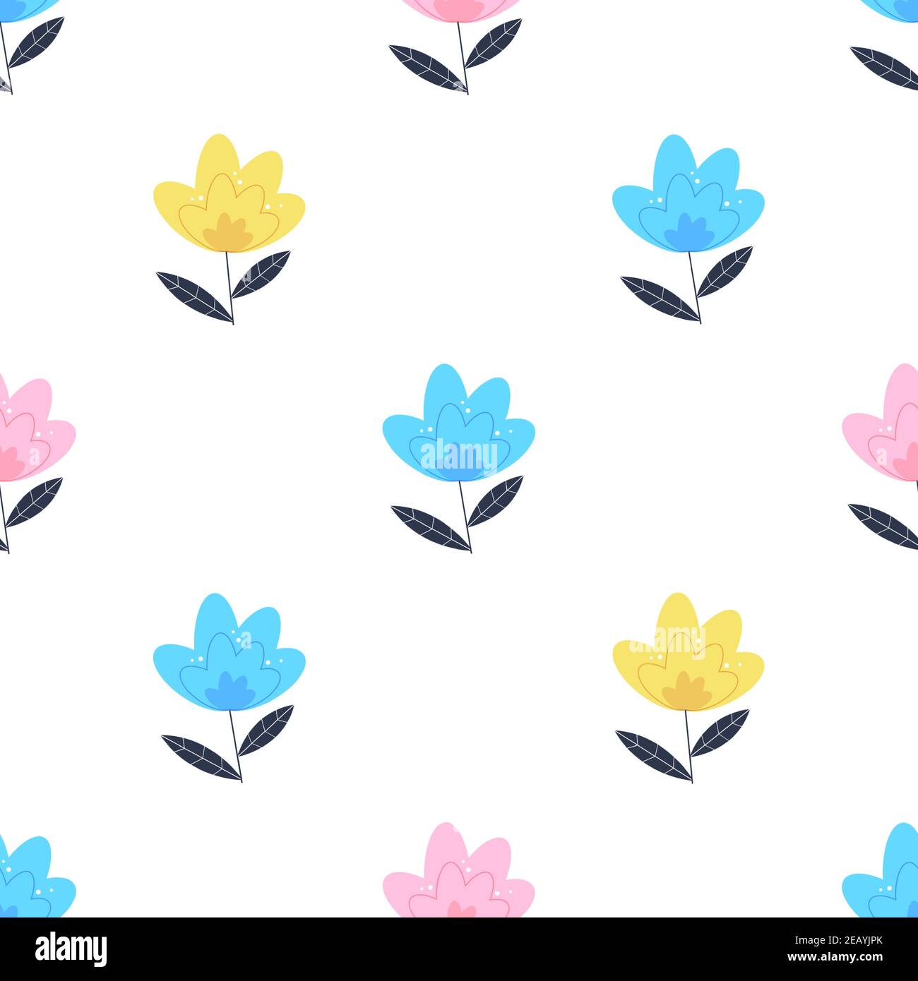 Summer Flower Seamless Pattern Background Vector Illustration Stock ...
