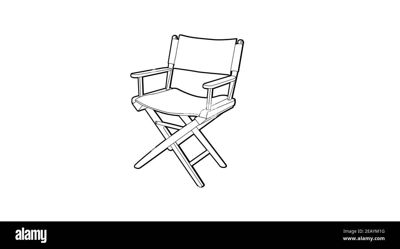 Vector Isolated Black and White Illustration of a Director´s Chair