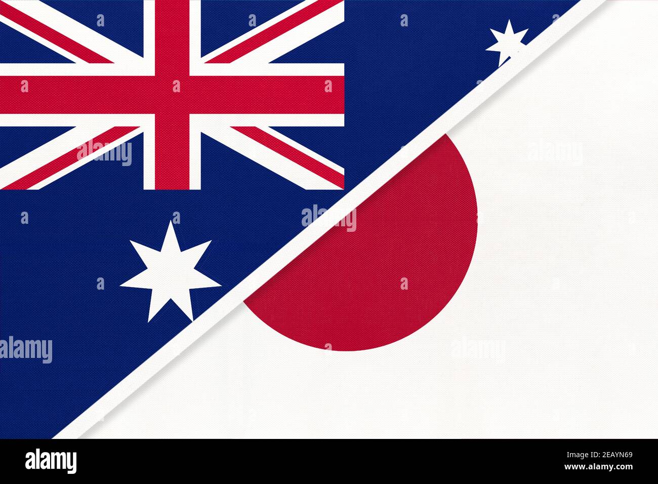 Australia and Japan, national flags from textile. Relationship, partnership  and match between two countries Stock Photo - Alamy