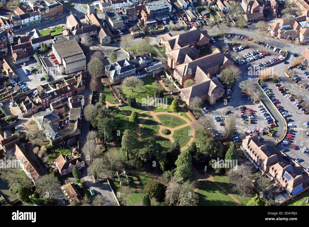 aerial view of Abbey House & Gardens in Abingdon, Oxfordshire Stock