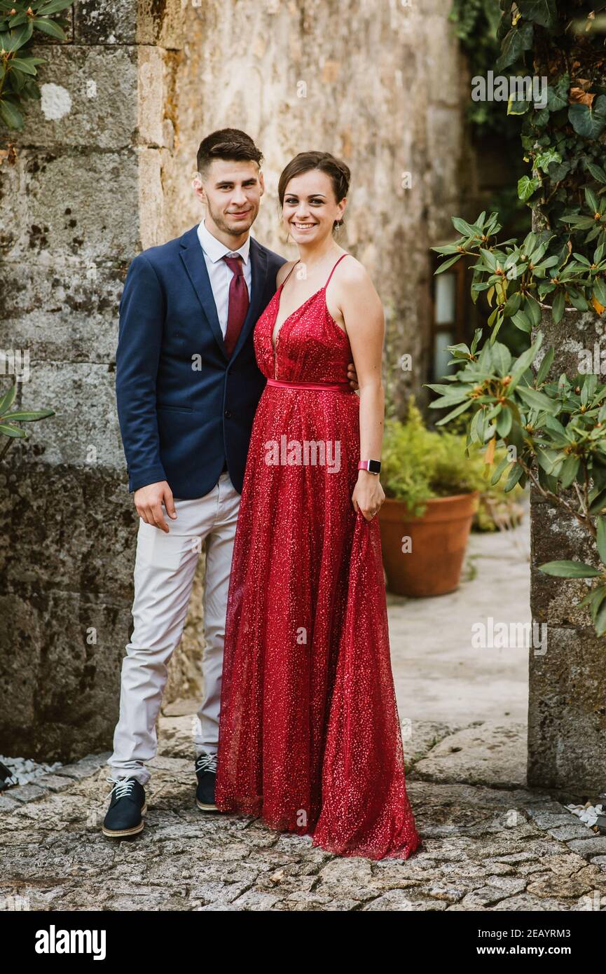 open lace back dress LTP0836,Red prom dress halter beaded prom dresses a-line satin evening –  Laylatailor Shop main image 0