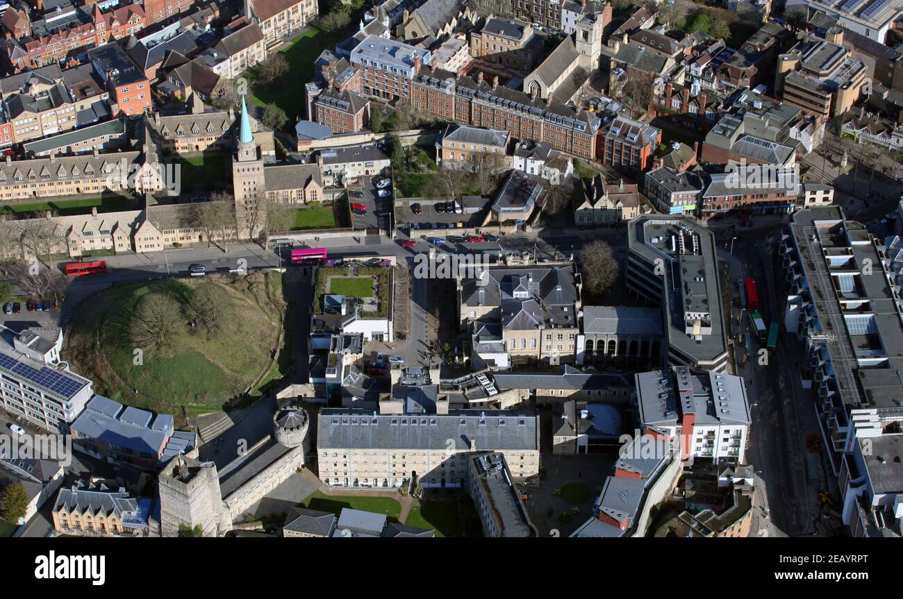 aerial view of Oxford County Council County Hall and Castle Stock Photo