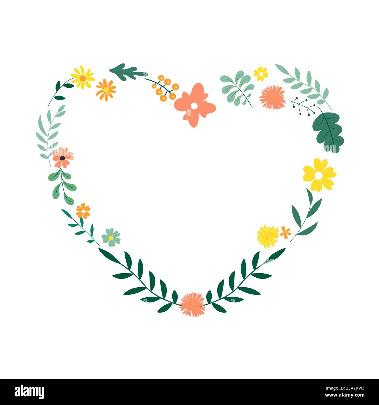 Floral decorative heart from leaves and flowers for cards and ...
