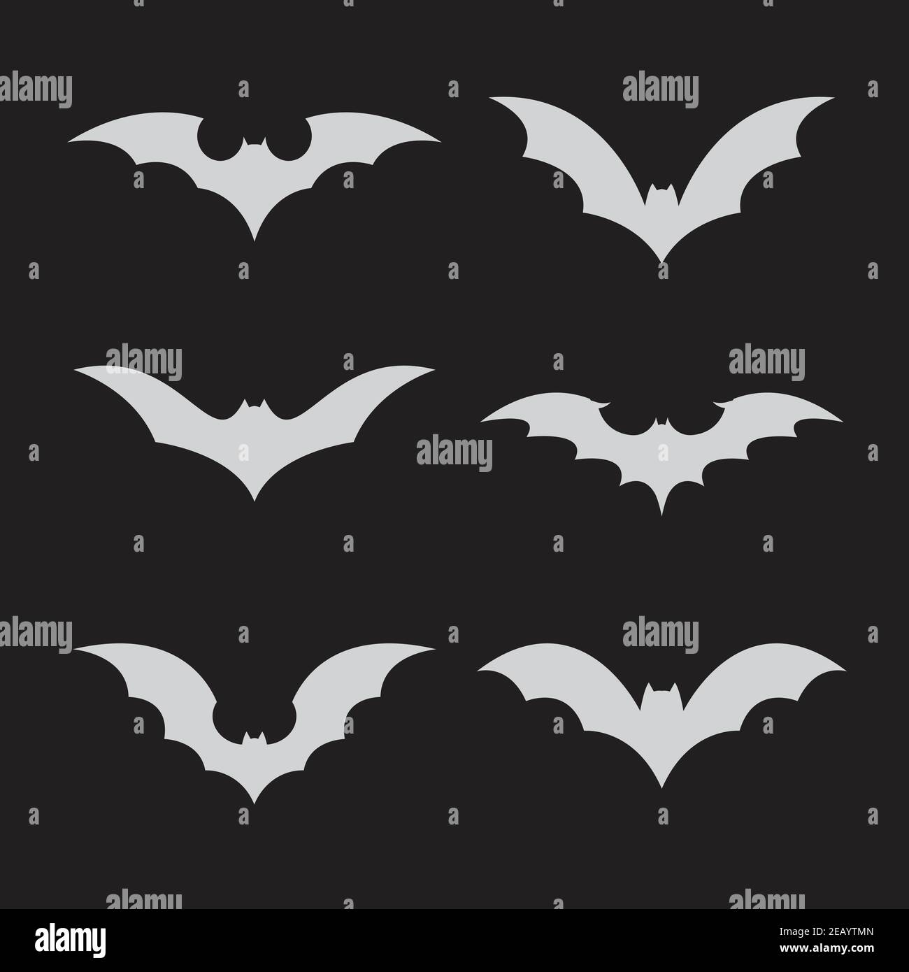 Vector group of bat on black background. Easy editable layered vector