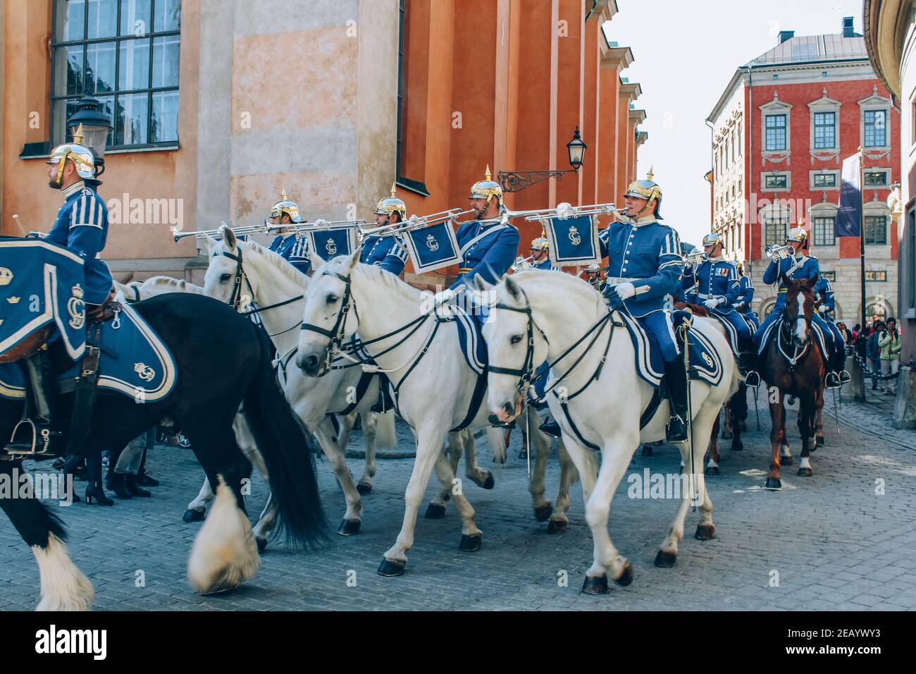 Stockholm, Sweden - May 1, 2019: The Royal Guards Ceremony at the Royal ...
