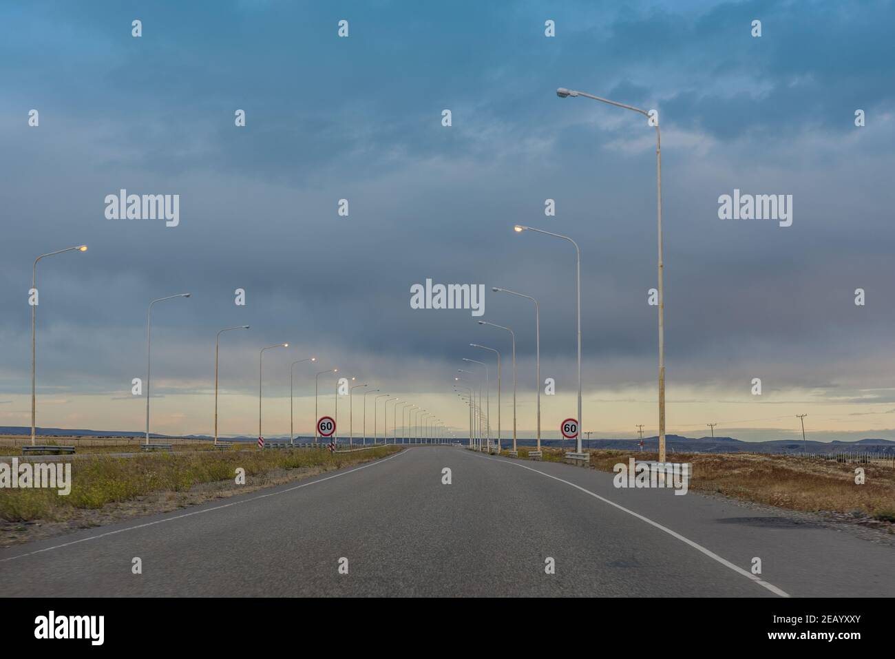 Road number 3 through the Argentine pampas north Comodoro Rivadavia Stock Photo