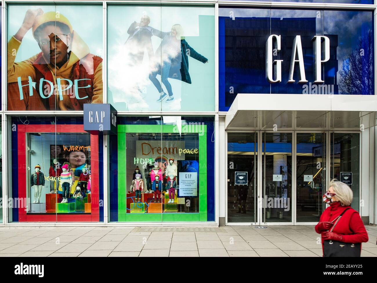 Gap flagship clothing store, Oxford Street, London during lockdown of
