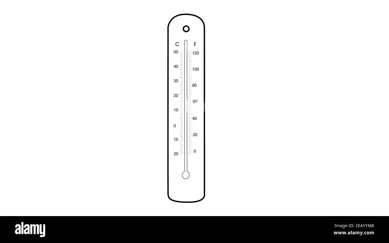 Vector Isolated Illustration of a Thermometer, With Celsius and Fahrenheit Stock Vector