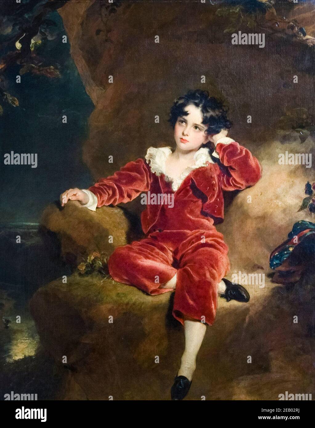 Sir Thomas Lawrence, The Red Boy (Master Charles William Lambton), portrait painting, 1825 Stock Photo