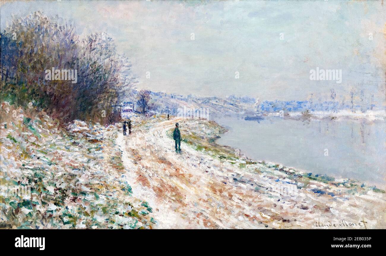 Claude Monet, Chemin de halage à Argenteuil (Towpath at Argenteuil, Winter), landscape painting, 1875-1876 Stock Photo