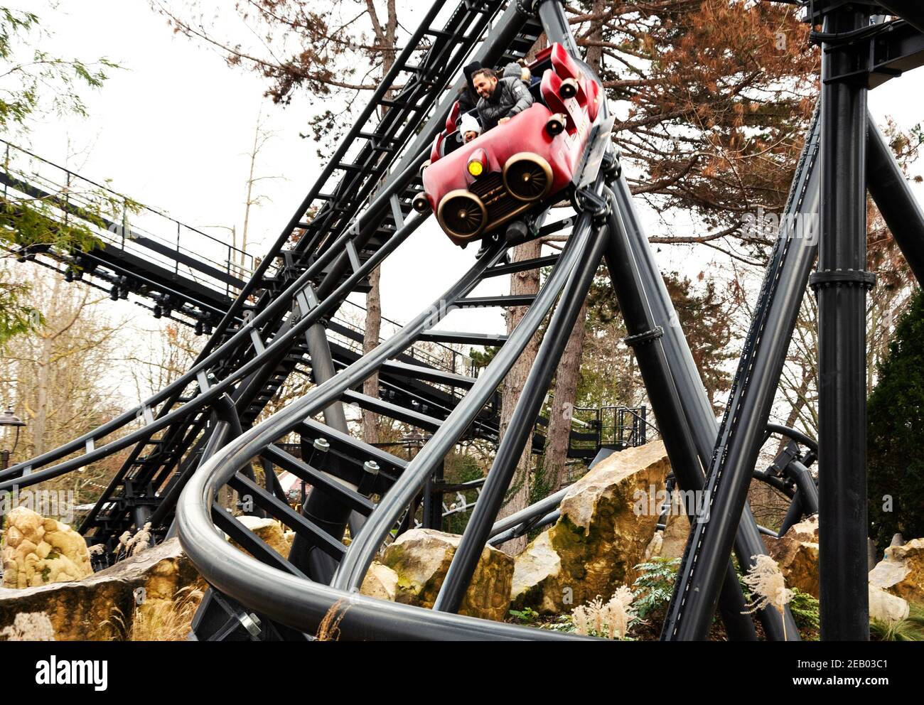 PARIS, FRANCE - JANUARY 13, 2019: Renovated Jardin d'Acclimatation  amusement park . Thrilling roller coasters family ride Stock Photo - Alamy