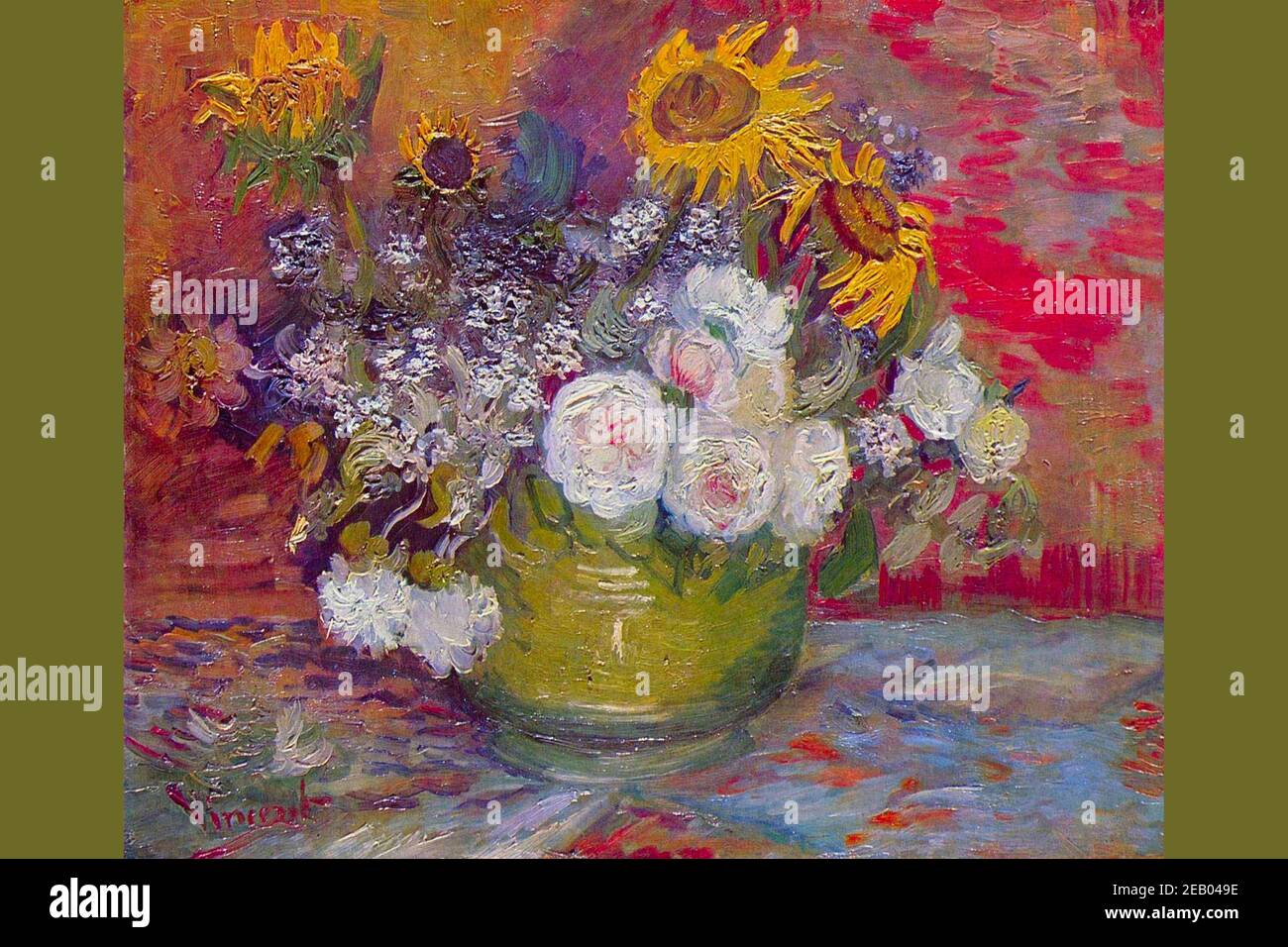 Stilllife with roses and sunflowers by Van Gogh 1880 Stock Photo Alamy