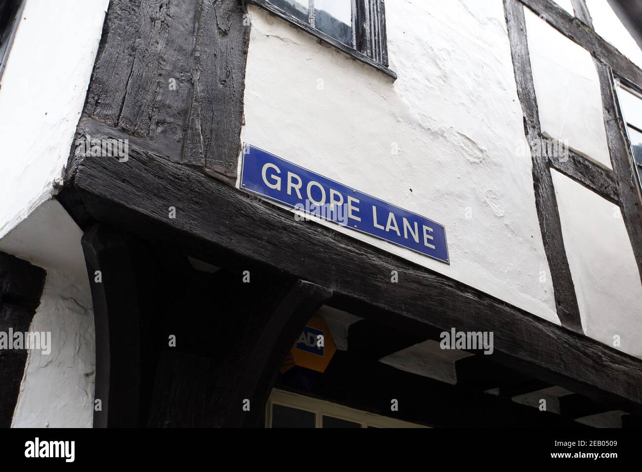 Grope Lane in Shrewsbury, Shropshire, England Stock Photo