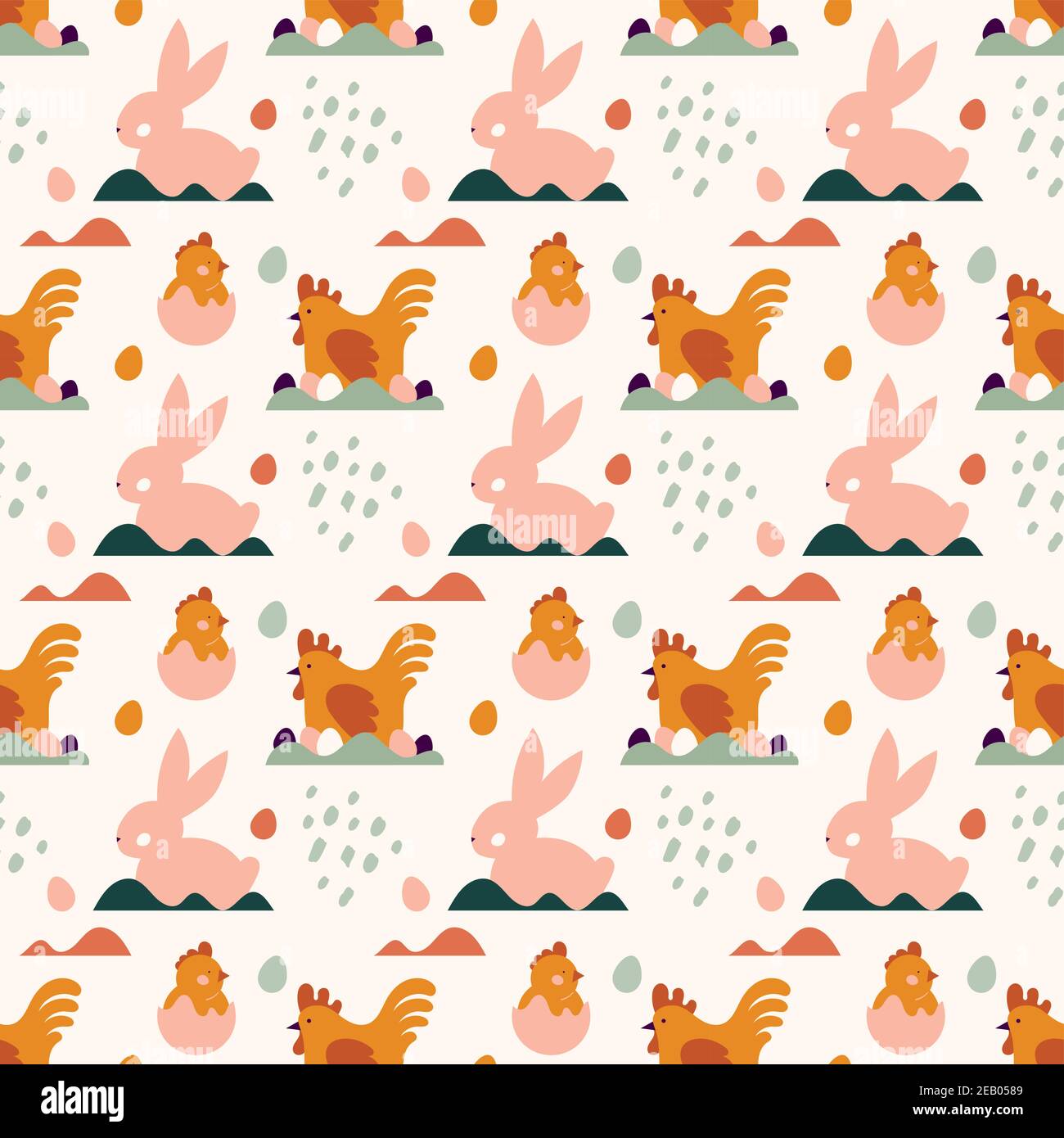 Seamless pattern, Spring and Easter pattern with flowers, rainbow ...