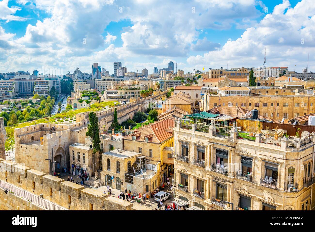 JERUSALEM, ISRAEL, SEPTEMBER 7, 2018: People are passing through Jaffa gate in Jerusalem, Israel Stock Photo