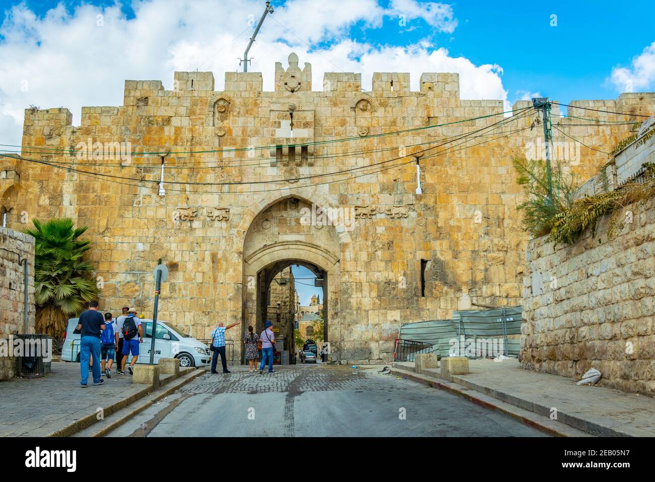 JERUSALEM, ISRAEL, SEPTEMBER 9, 2018: People are passing through Lion gate in Jerusalem, Israel Stock Photo