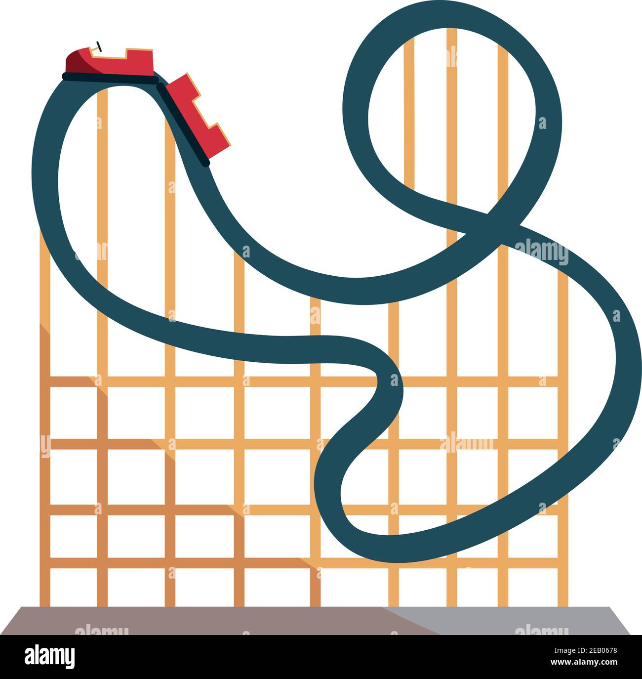 amusement park carnival roller coaster flat design vector illustration ...