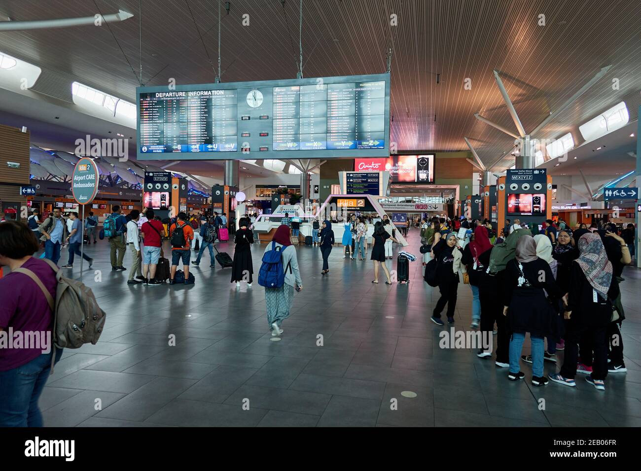 Check-in and baggage drop area at Kuala Lumpur International Airport 2 also known simply as KLIA2, Malaysia. Stock Photo