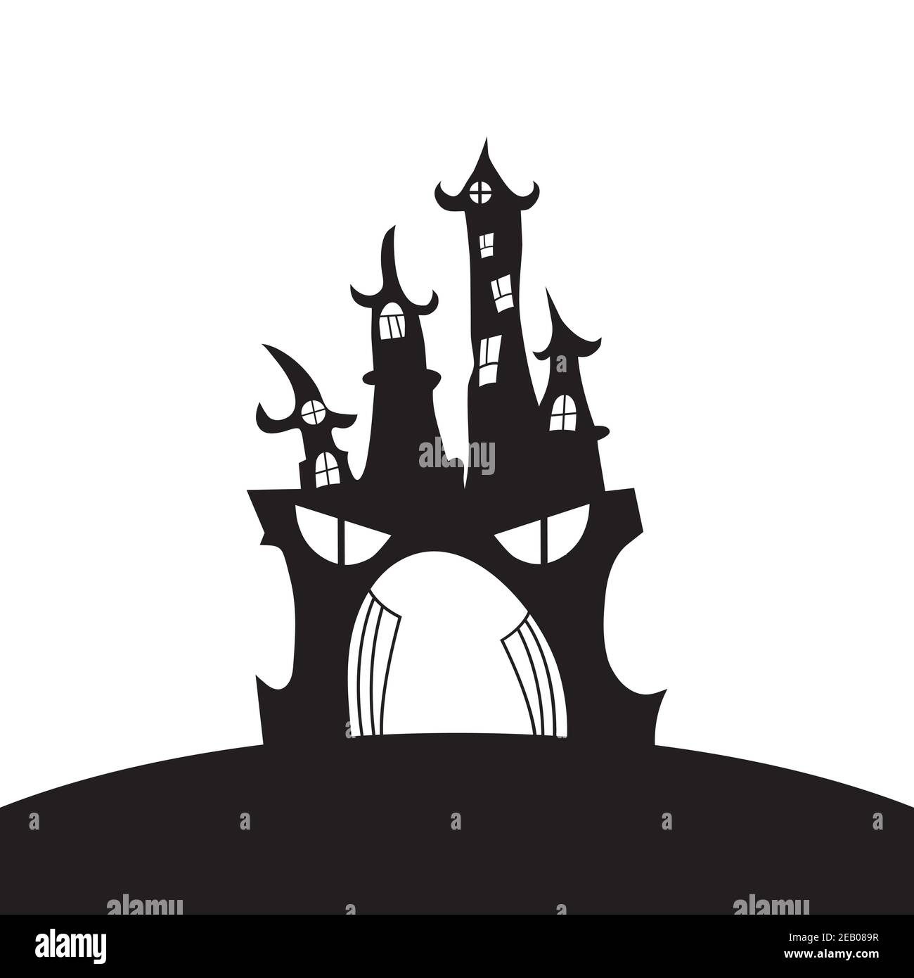 Castle, silhouette. Vector illustration on white isolated background. Stock Vector