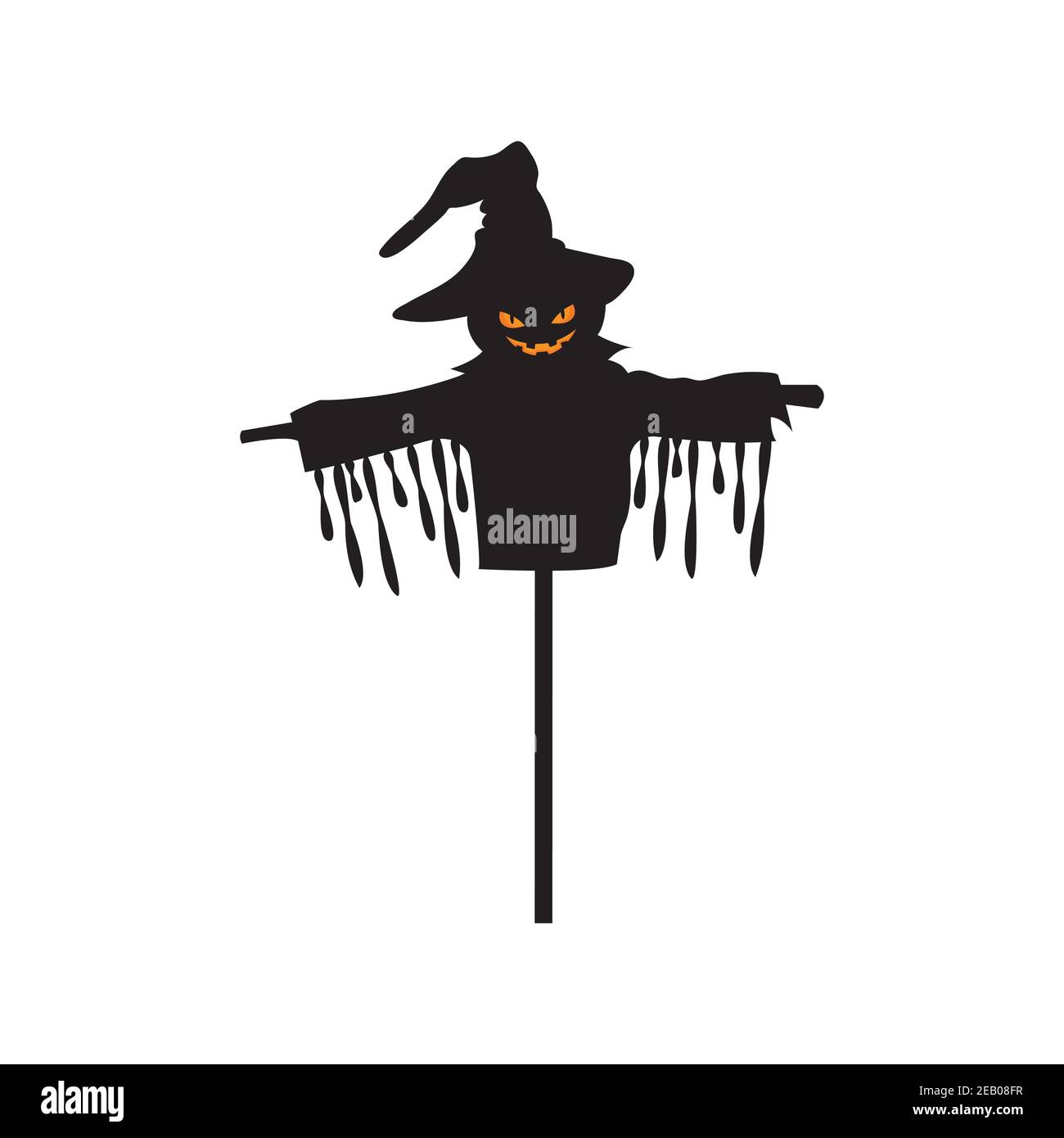 Editable vector silhouette scarecrow with all shapes as separate objects, scarecrow. Stock Vector