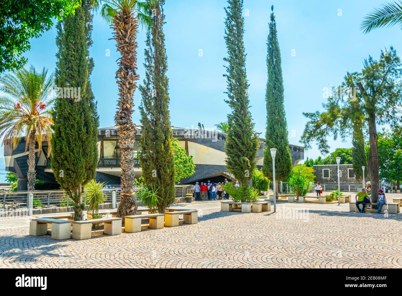 CAPERNAUM, ISRAEL, SEPTEMBER 15, 2018: View of a modern church inside of the Capernaum complex in Israel Stock Photo
