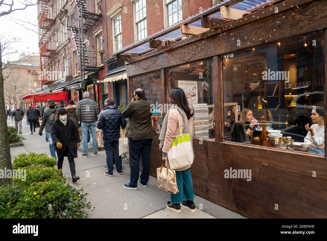 Outdoor dining structure in Greenwich Village in New York on Saturday
