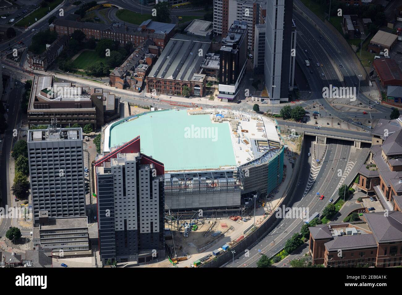 Aerial views of The First Direct Arena (also known as the Leeds Arena