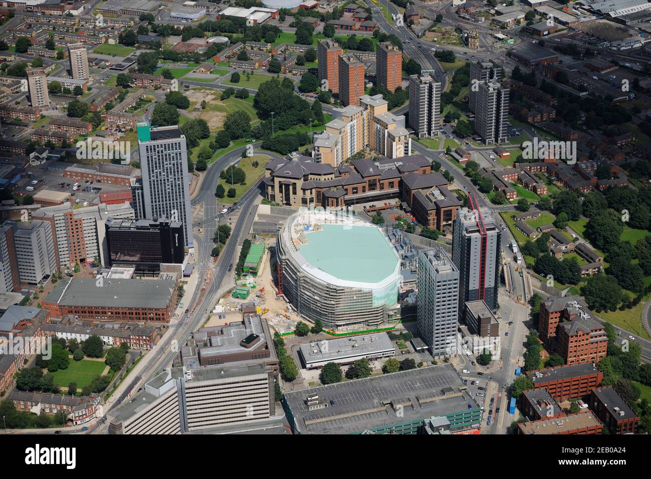 Aerial views of The First Direct Arena (also known as the Leeds Arena