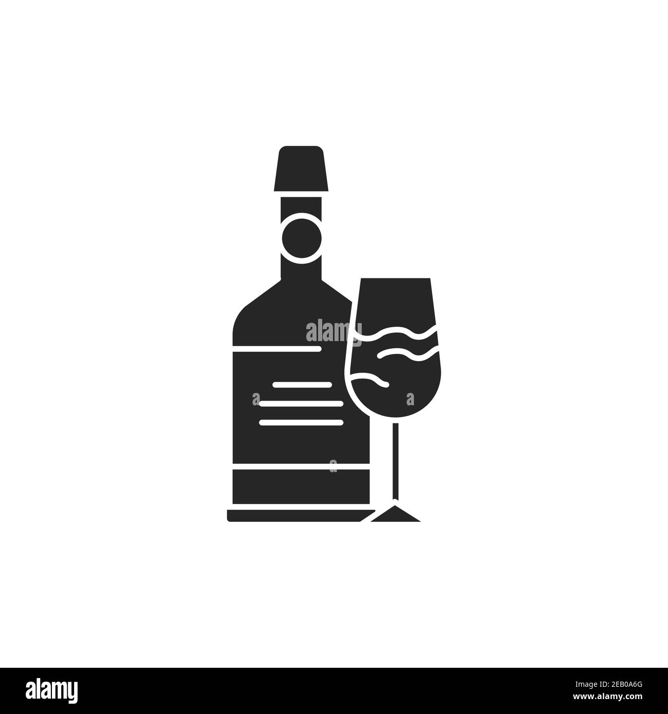 Port wine bottle and glass color line icon. Alcoholic beverages. Pictogram for web page, mobile app, promo. UI UX GUI design element. Editable stroke. Stock Vector