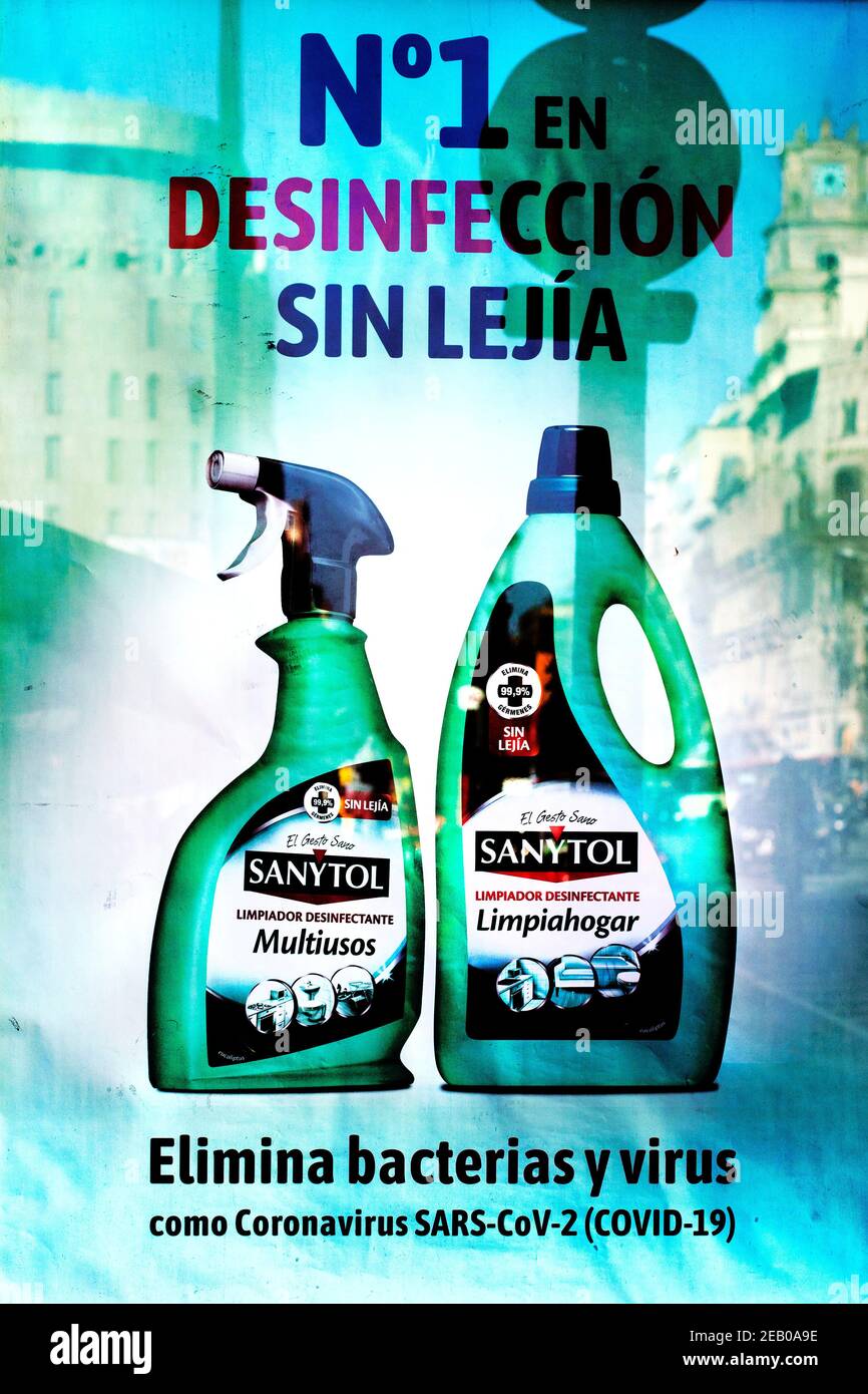 Advert for Sanytol, Barcelona, Spain, Stock Photo