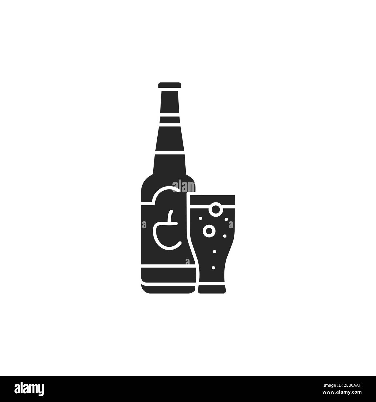 Cider bottle and glass color line icon. Alcoholic beverages. Pictogram for web page, mobile app, promo. UI UX GUI design element. Editable stroke. Stock Vector