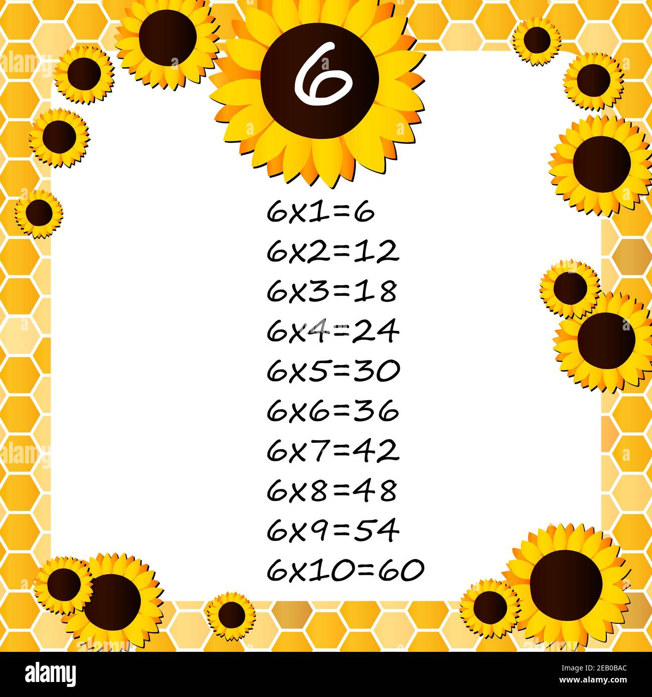 Multiplication Square. School vector illustration with sunflowers and ...