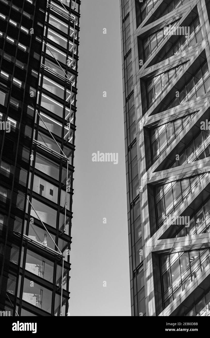 Abstracted architectural details of modern buildings in the City of London - Stock Image