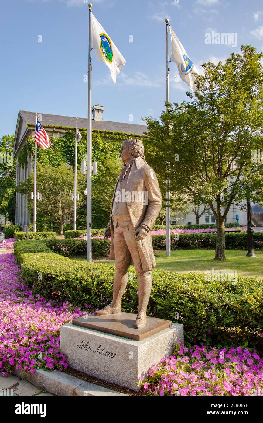 A statue of John Quincy Adams in downtown Quincy, Massachusetts Stock Photo