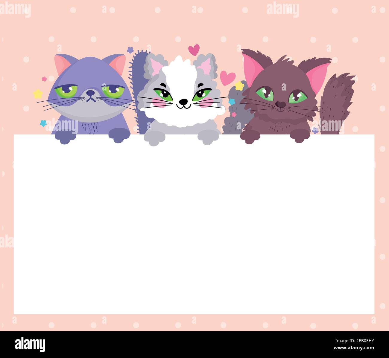 adorable cats pet animals with banner vector illustration Stock Vector ...