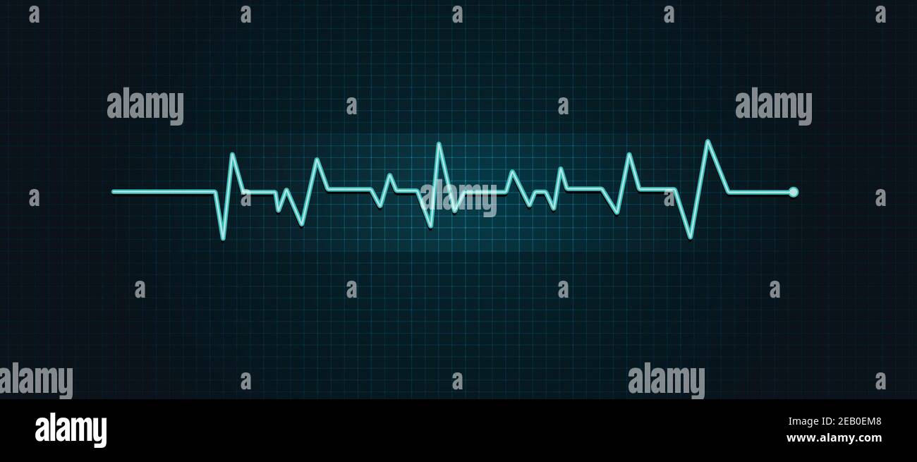Heart beat neon vector illustration. Blue glowing neon heart pulse illustration. Stock Vector