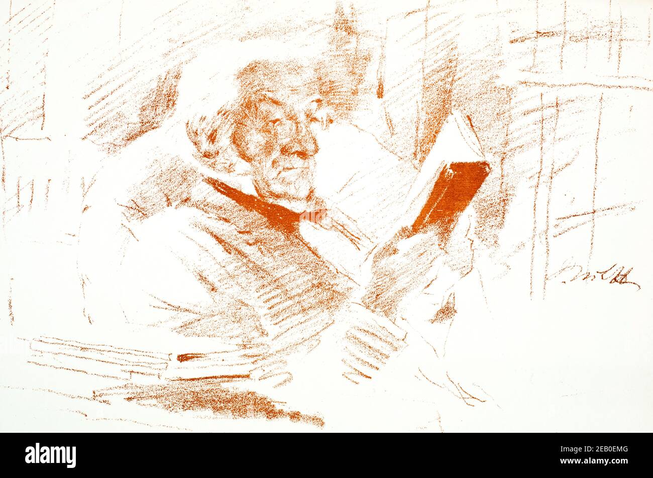 Portrait of Mr Gladstone, auto lithograph by John McClure Hamilton