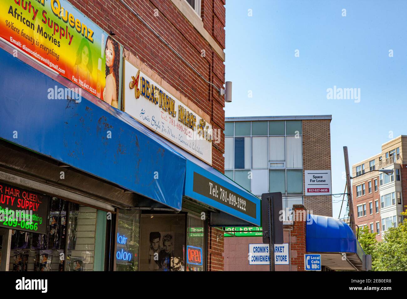 Stores in downtown Waltham, Massachusetts Stock Photo Alamy