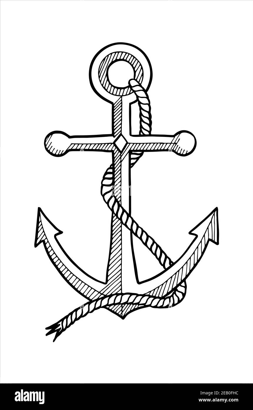 Anchor, hand drawn isolated vector illustration Stock Vector